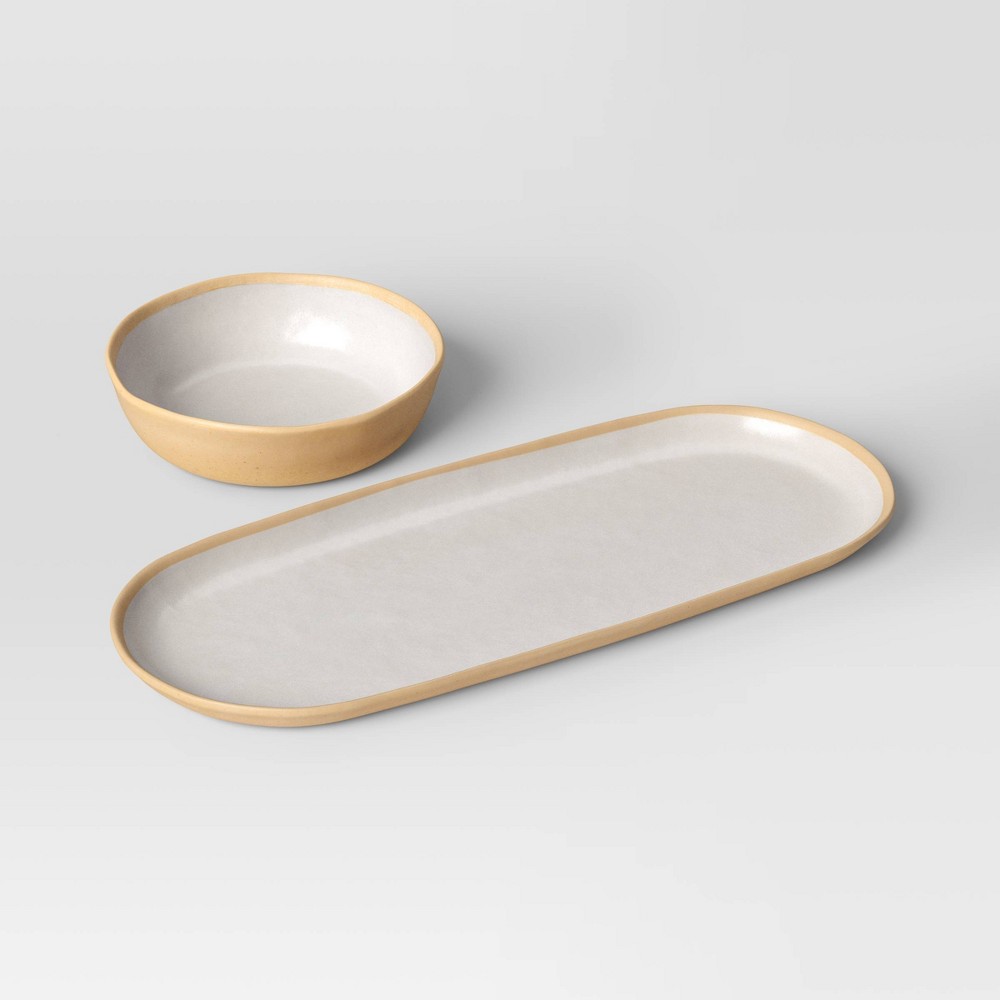 Photos - Serving Pieces Melamine Serving Platter Set Ivory - Threshold™