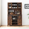 70"Farmhouse Wine&Coffee Bar Cabinet with Hutch,Tall Storage Pantry with Sliding Barn Doors,Wine Bottle/Glass Racks, Buffet for Dining Room/Home Bar - 3 of 4