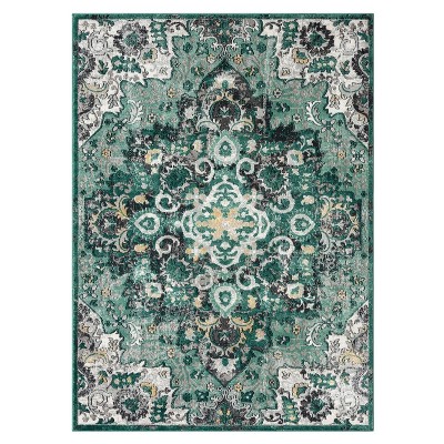 Green Moroccan Medallion 6' x 9' Synthetic Area Rug