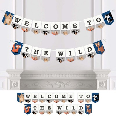 Big Dot of Happiness Stay Wild - Forest Animals - Woodland Baby Shower or Birthday Party Bunting Banner - Party Decorations - Welcome to The Wild