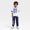 Boys' Minecraft Creeper Mesh Football Jersey - Heather Gray/White/Navy Blue - 4 of 4
