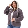 Women's Plus Size Fleece Hooded Fuzzy Long Sleeve Button Down Casual Teddy Jacket with Pockets - Agnes Orinda 3X Purple - 2 of 4