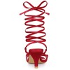 Allegra K Women's Faux Leather Open Toe Strappy Lace Up Kitten Heels Sandals - 3 of 4
