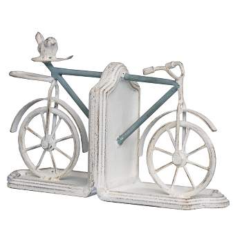 White Set of 2 Metal Bicycle Bookends - Foreside Home & Garden