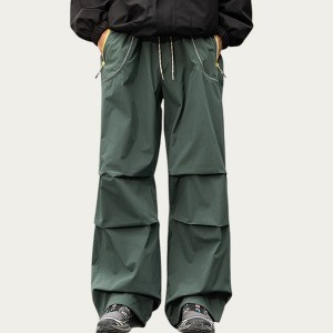 Anna-Kaci Active Men's Wide Leg Cargo Pants with Oversized Pockets and Adjustable Drawstring Waist - 1 of 4