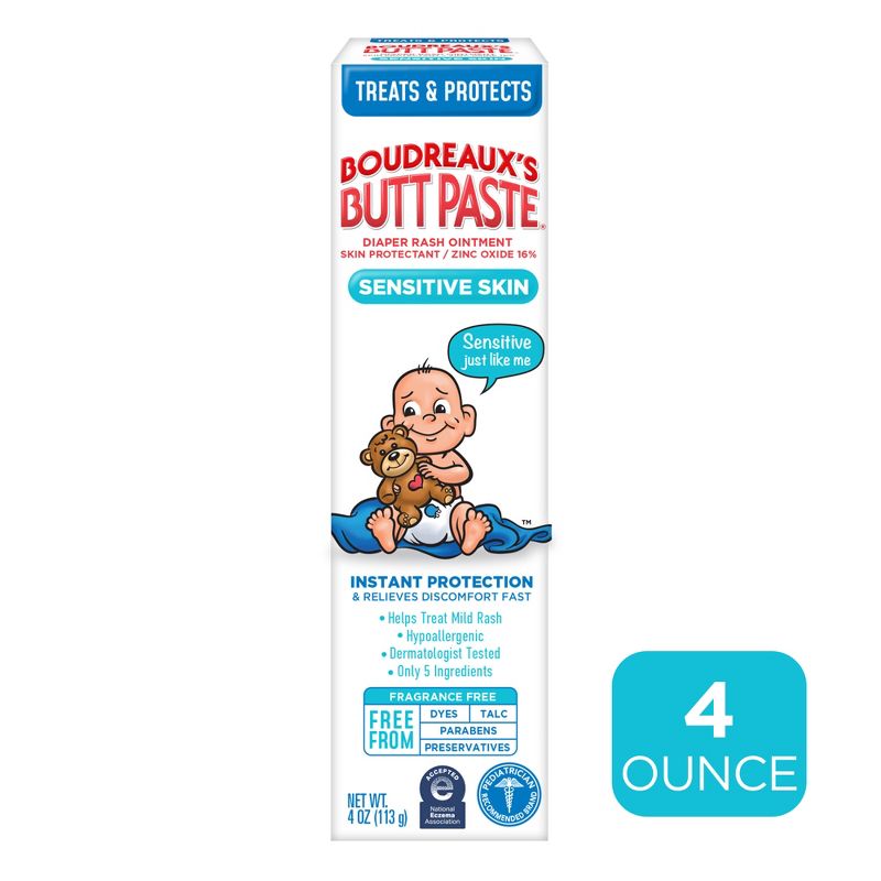 Boudreaux&#39;s Butt Paste Baby Diaper Rash Cream for Sensitive Skin - 4oz, 1 of 10