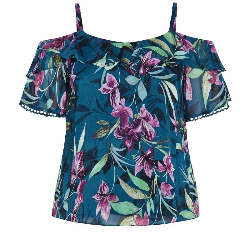 Women's Plus Size Patricia Print Top - teal | CITY CHIC, 3 of 5