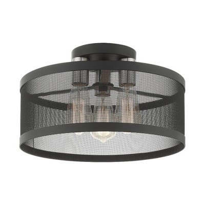 Livex Lighting Industro 3 - Light Semi-Flush Mount in  Black/Brushed Nickel