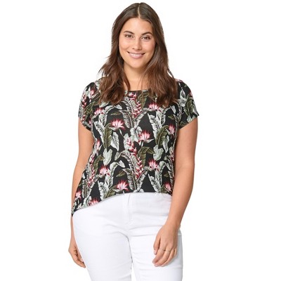 ellos Plus Size Printed Cap Sleeve Tee