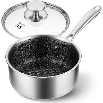 KOCH SYSTEME CS Triply Stainless Steel Saucepan Set with Hybrid Honeycomb Interior, Silver