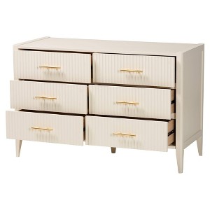 Baxton Studio Primrose Fluted Wood 6 Drawer Dresser Ivory - 1 of 4