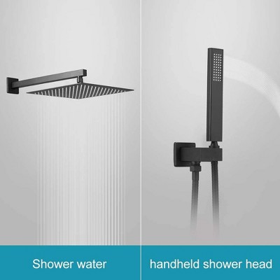 10 Inch Matte Black Stainless Steel Square Rain Shower Combo Set