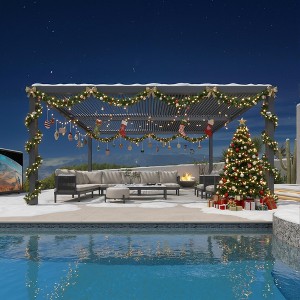 PURPLE LEAF Louvered Pergola Outdoor Aluminum Pergola with Adjustable Roof for Deck Backyard Garden Grey Hardtop Gazebo - 1 of 4