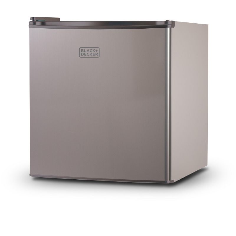 BLACK+DECKER Compact Refrigerator 1.7 Cu. Ft. with Door Storage, Silver, 1 of 9