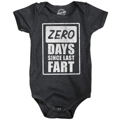 Zero Days Since Last Fart Baby Bodysuit Funny Sarcastic Farting Graphic Novelty Jumper For Infants - Crazy Dog Baby Bodysuit