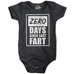 Zero Days Since Last toot Baby Bodysuit Funny Sarcastic tooting Graphic Novelty Jumper For Infants - Crazy Dog Baby Bodysuit - 1 of 4