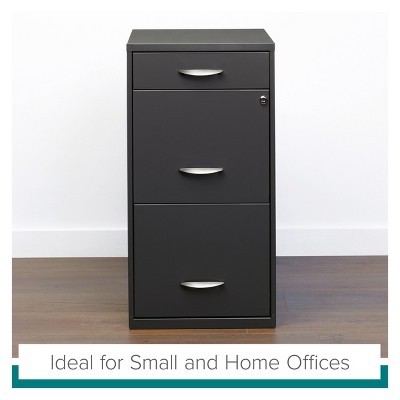 Charcoal 3-Drawer Lockable Mobile Metal File Cabinet
