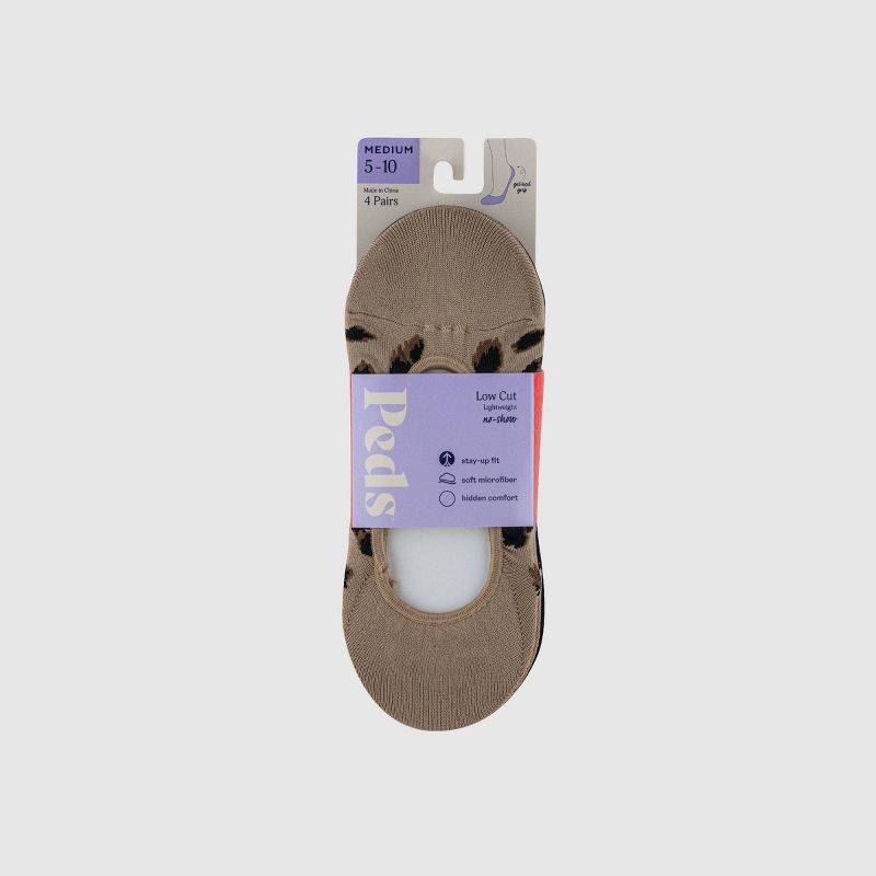Peds Women&#39;s 4pk Low Cut Liner Socks - Black/Beige 5-10, 2 of 4