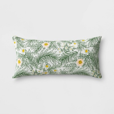 Oversize Spring Floral Outdoor Lumbar Throw Pillow DuraSeason Fabric™ Green - Opalhouse™