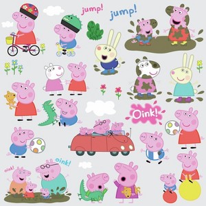 RoomMates Peppa Pig Peel and Stick Kids' Wall Decals 4 Sheets: Vinyl Playroom Stickers, Self-Adhesive, 28 Pieces - 1 of 3