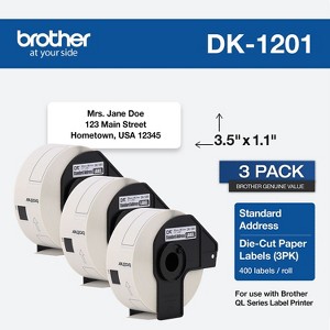 Brother Genuine DK1201 1.1” x 3.5” Die-Cut Standard White Address Labels 3 Pack DK-1201 - 1 of 1