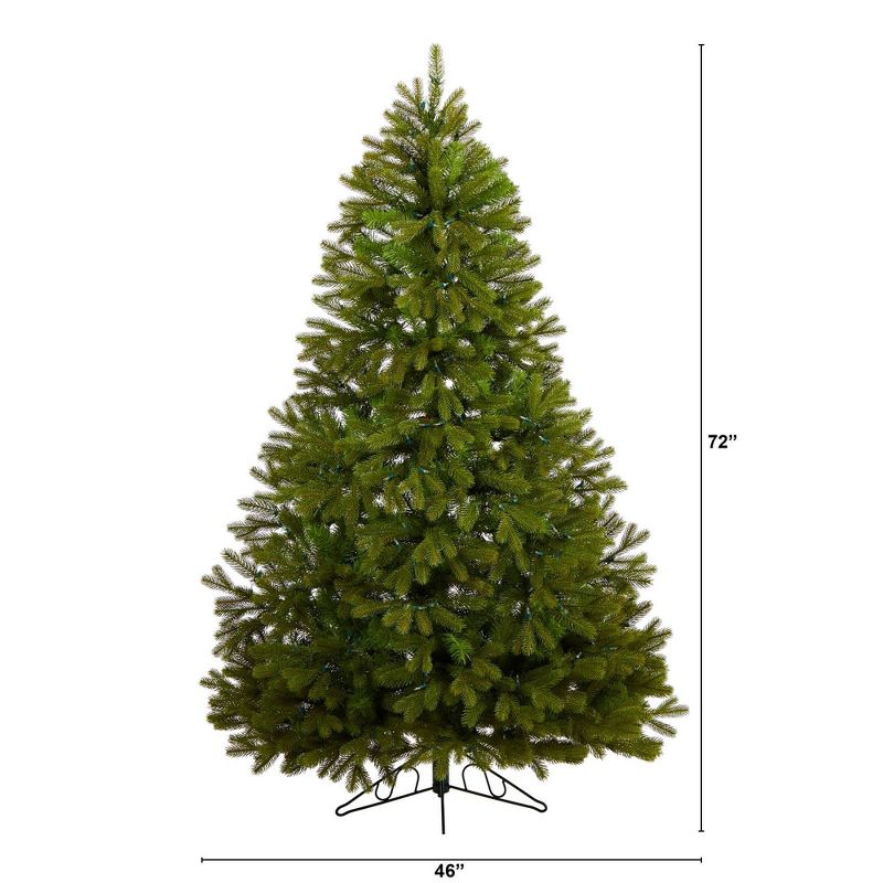 6ft Nearly Natural Pre-Lit LED Cambridge Spruce Flat Back Artificial Christmas Tree Warm White Lights, 3 of 13
