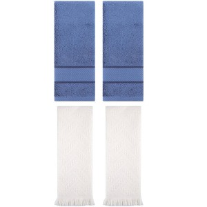 REGALWOVEN 4 Pcs Bathroom Decorative Cotton Soft Absorbent Sold Striped Hand Towel - 1 of 4
