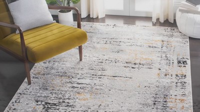 Amelia Grey and Gold Abstract Hand-knotted Rug