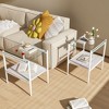LOVMOR 2-Tier Tempered Glass End Table Set of 2, Rectangle Coffee Tabletop with MDF Layer, Modern Side Table for Living Room - 2 of 4