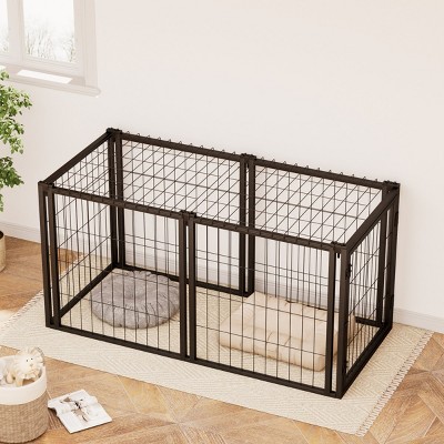 LAOTIES 47'' Heavy-Duty Dog Crate,Indoor Kennel With Top Cover And Divider,Escape Proof Metal Cage For Small And Medium Dogs,Easy Assembly
