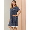 Agnes Orinda Women's Plus Size Pajamas Knit Lace Trim Polka Dots Short Sleeve Nightgowns - 4 of 4