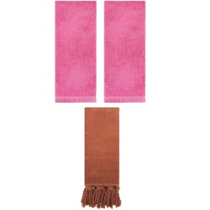 REGALWOVEN 3 Packs Cotton Absorbent Soft Turkish Hand Towels with tassel for Bathroom - 1 of 4