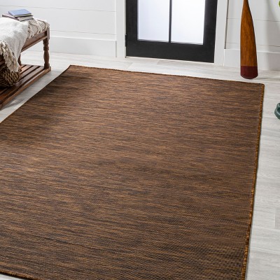 Ethan Easy-Care Brown Synthetic 4' x 6' Flatweave Area Rug
