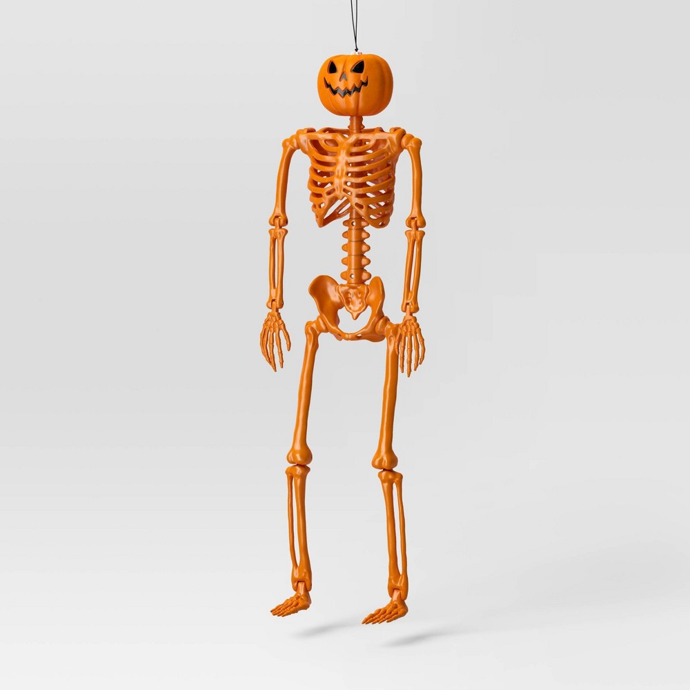24" Pumpkin Head Skeleton Halloween Decorative Prop Orange - Hyde & EEK! Boutique™