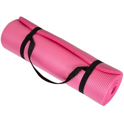 Our extra-thick 15mm yoga mats are available in red, blue, black and pink.