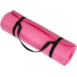 Extra Thick Yoga Mat - 0.5-Inch-Thick Durable Non-Slip Foam Workout Mat for Fitness, Pilates and Floor Exercises with Carrying Strap by Wakeman (Pink)