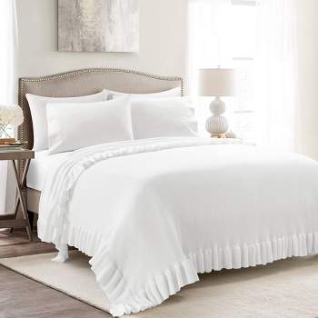 Home Boutique Reyna Soft Knitted Ruffle Blanket / Coverlet, White - 88 in X 88 in
