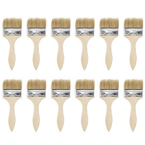 Unique Bargains Bristle Wall Treatment Tool Paint Brush with Wooden Handle 12 Pcs - 1 of 4