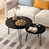 NicBex 28" Round Nesting Coffee Tables Set of 2, Wooden Top with Sturdy Iron Legs, Rustic Side Tables for Living Room & Bedroom - 4 of 4