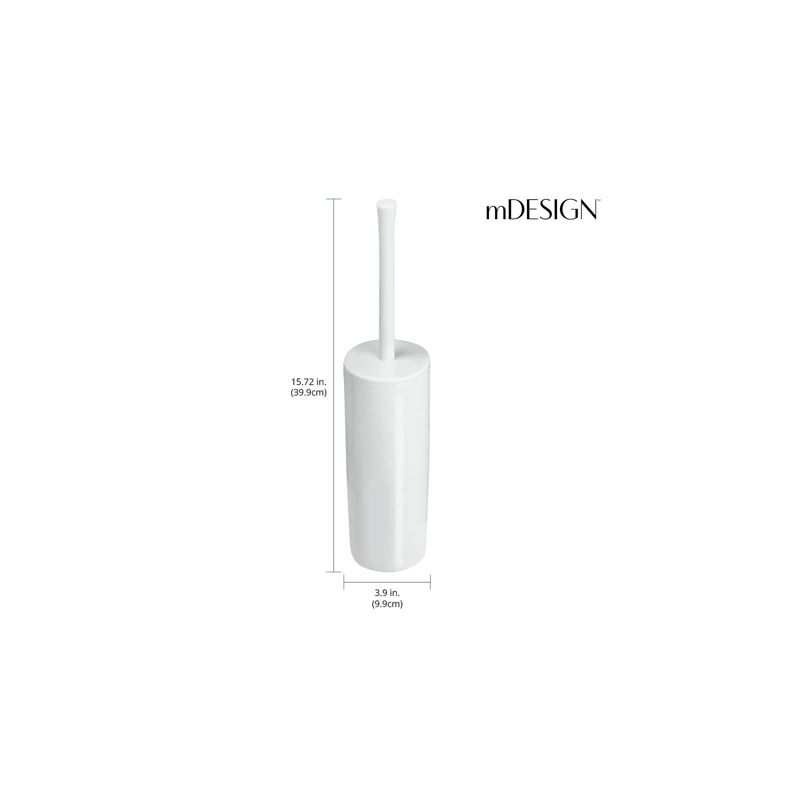 mDesign Slim Modern Compact Plastic Toilet Bowl Brush and Holder, 3 of 7