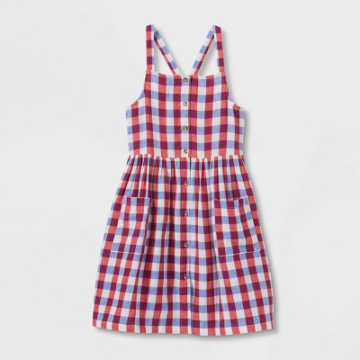 Girls' Sleeveless Americana Plaid Dress - Cat & Jack™