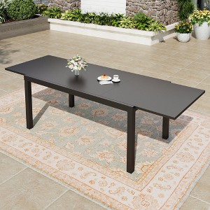 Captiva Designs 1pc Outdoor Patio Expandable Rectangular Steel Dining Table with Two Tabletop Leaves - 1 of 4