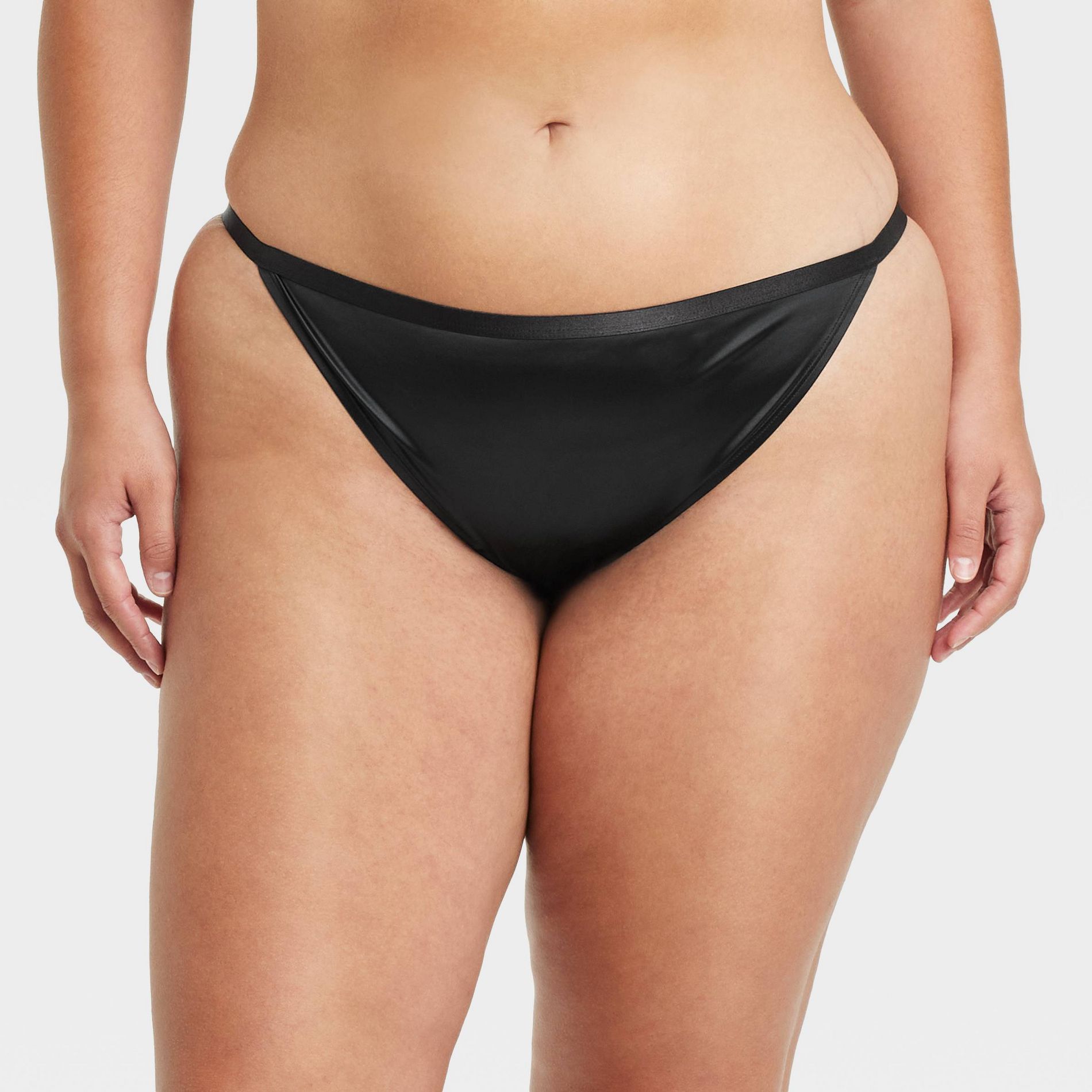 Women's Satin Cheeky Underwear - Auden™ Black 2X: Nylon Spandex Lingerie, Low Rise, Plus Size