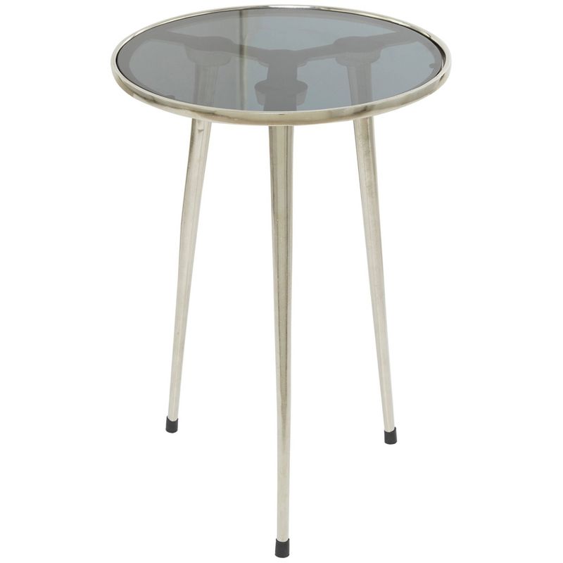 Contemporary Metal and Glass Accent Table with Tripod Base - Olivia & May, 1 of 6