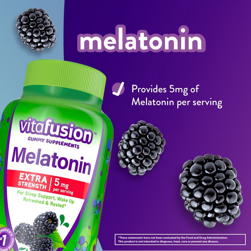 Vitafusion Extra Strength Melatonin Vitamin Gummies - Blackberry - 120ct, 4 of 13