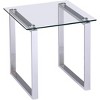 Kings Brand Furniture - Modern Chrome Finish Square Side End Table with Tempered Glass Top, Nightstand for Bedroom Living Room Office - 2 of 4