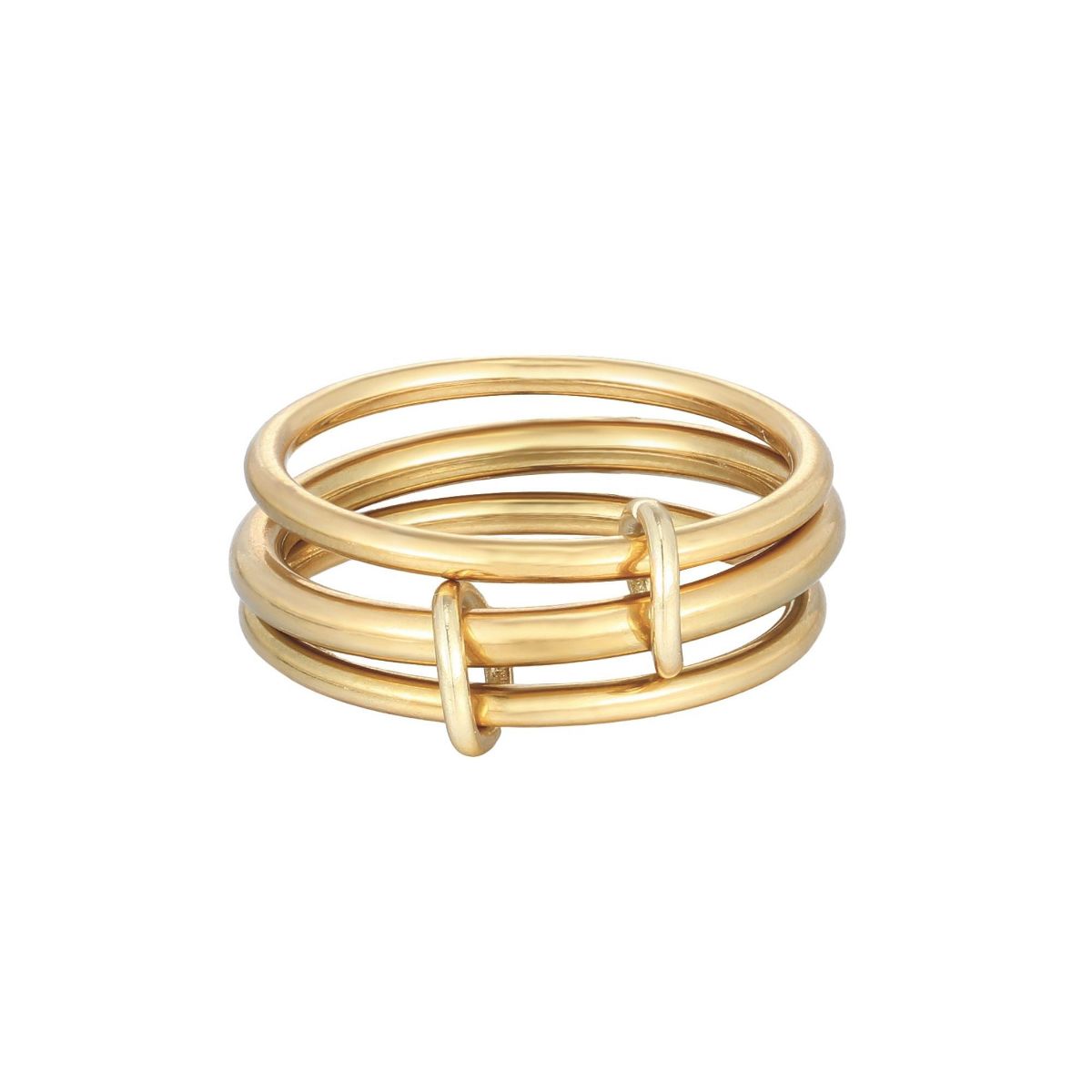 Adornia Tarnish Resistant 18k Gold Plated Three Band Connected Ring Set