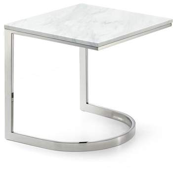 Meridian Furniture Copley Contemporary Stone End Table in Chrome