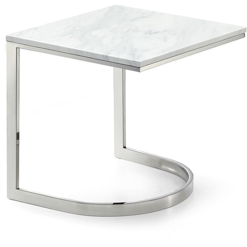 Meridian Furniture Copley Contemporary Stone End Table in Chrome, 1 of 8