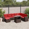 vidaXL Patio Sofa Set with Cushions Sectional Couches 9 Piece Poly Rattan - Brown without storage - 2 of 4